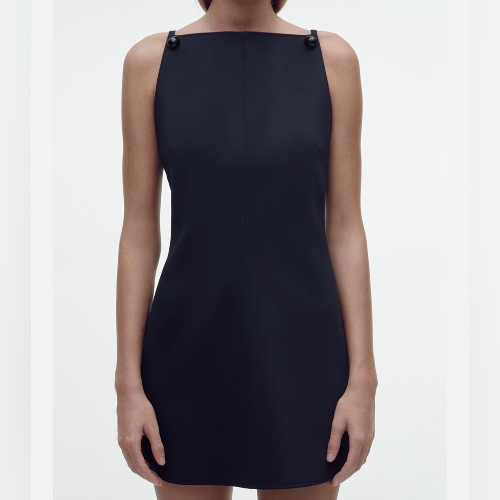 Zara Mini Dress in Navy with Accent Buttons